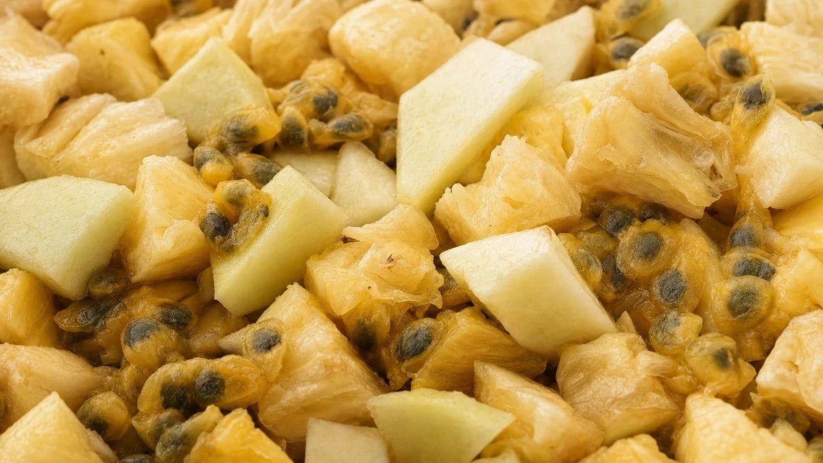 Primer plano macro de frutas tropicales