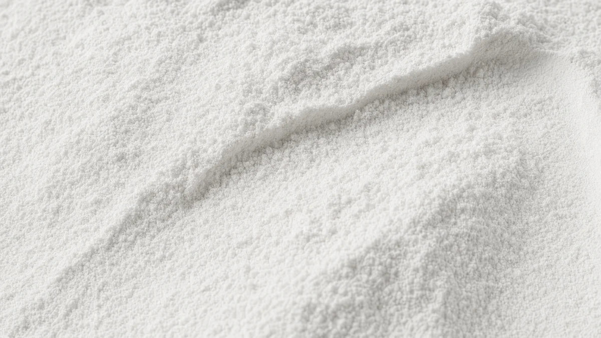 Citrato de zinc, un polvo muy fino de color blanco tiza dispuesto en pequeñas dunas