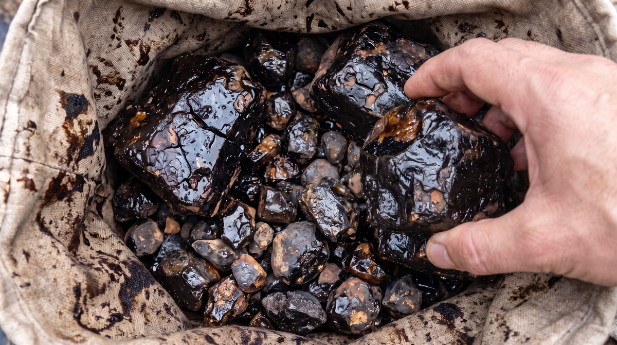Una comparación que se puede arrastrar entre material seco de calidad común y resina brillante de shilajit Golden Grade. El grado común se asocia con abastecimiento a menor altitud, procesamiento de calor o vapor y humines y sedimentos más pesados. Golden Grade se recolecta a mano a más de 5000 metros, se filtra con agua fría, se seca al sol y se verifica en laboratorio con un 60-65 % de ácido fúlvico.