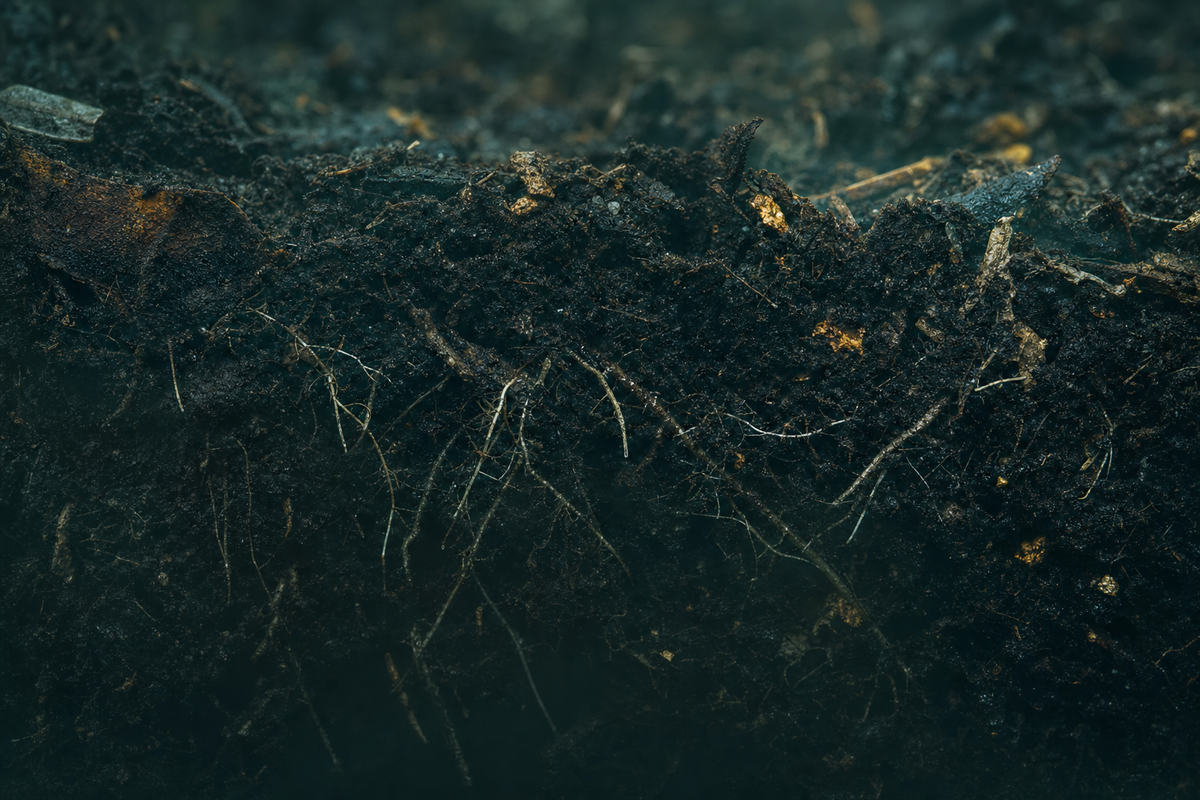 Tierra oscura y rica en minerales sostenida entre dos manos